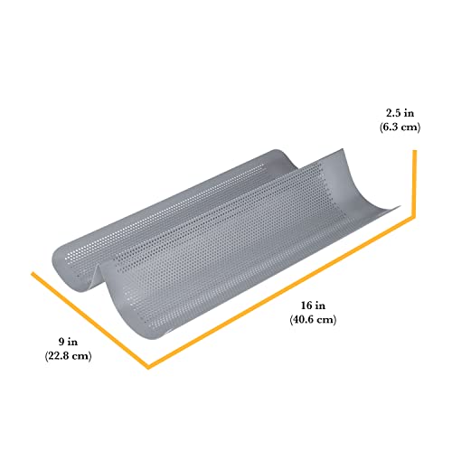 Chicago Metallic Commercial II Non-Stick Perforated French Bread Pan for Commercial Use, Commercial Baker, Commercial Ki