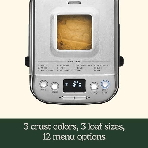 Cuisinart Bread Maker Machine, Compact and Automatic for Home Baking, cooks up to 2lb Loaves, CBK-110NAS
| Cuisinart Br