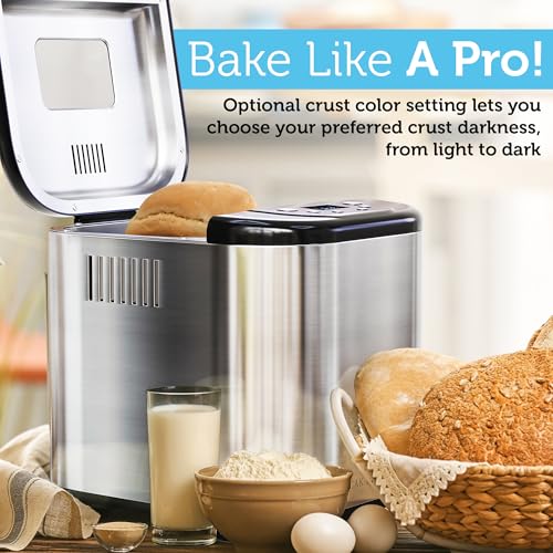 Automatic Bread Maker Machine with 15 Customizable Programs and 3 Crust Colors for Home Bakers
| 2lb Loaf Automatic Bre