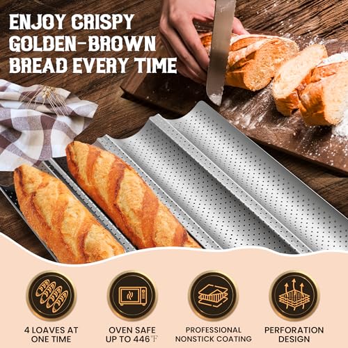 Premium Nonstick Perforated Baguette Pan for Perfect Crisp Crust Baguettes
Nonstick Perforated Baguette Pan for Sourdoug