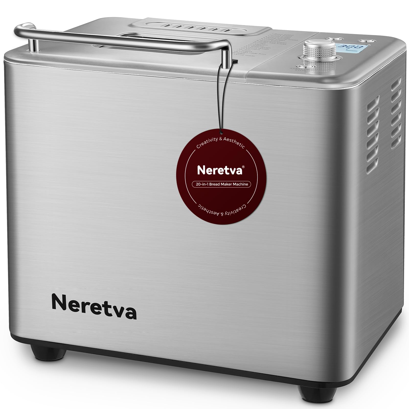 Neretva 20-IN-1 Bread Maker for Gluten Free/Breadmaker Recipe/Capacity 2LB Silver
