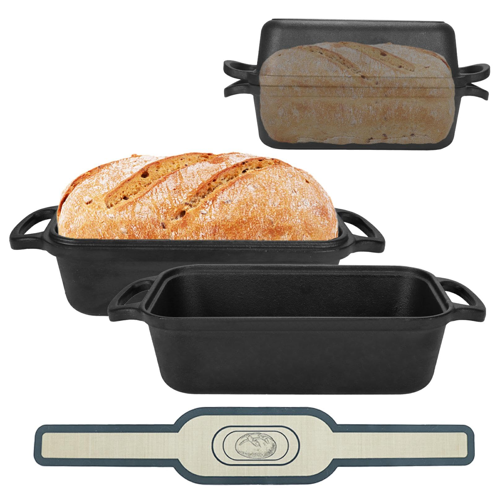 Cast Iron Dutch Bread Pan with Lid and Mats for Even Heat Distribution and Baking Sourdough, Cakes, and Meatloaf
| 2-Pi